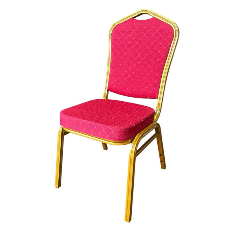 Red Gold Metal High Density Foam Banquet Chairs For Wedding Hall Chruch Mosque