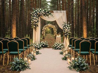 Green Banqueting Chairs Metal Stacking Dining Chairs Chruch Wedding Hall Party Events