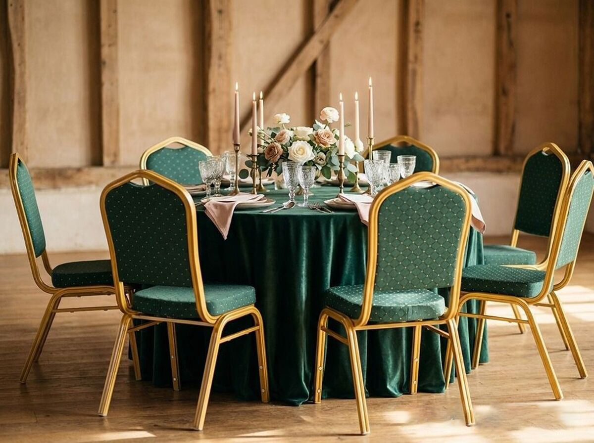 Green Banqueting Chairs Metal Stacking Dining Chairs Chruch Wedding Hall Party Events