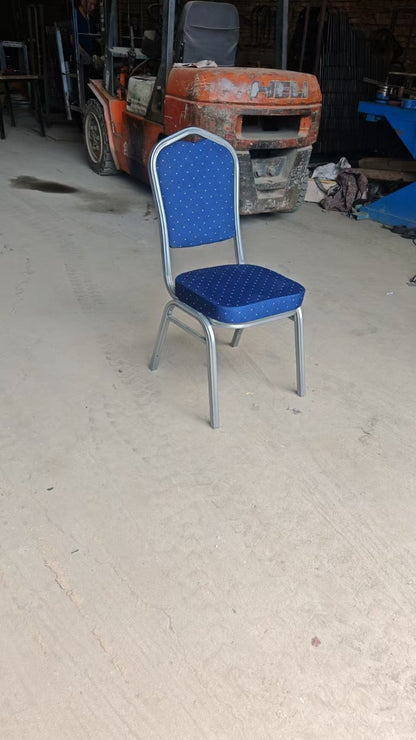 Blue Metal High Density Foam Banquet Chairs For Wedding Hall Chruch Mosque