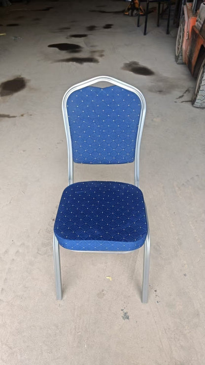 Blue Metal High Density Foam Banquet Chairs For Wedding Hall Chruch Mosque