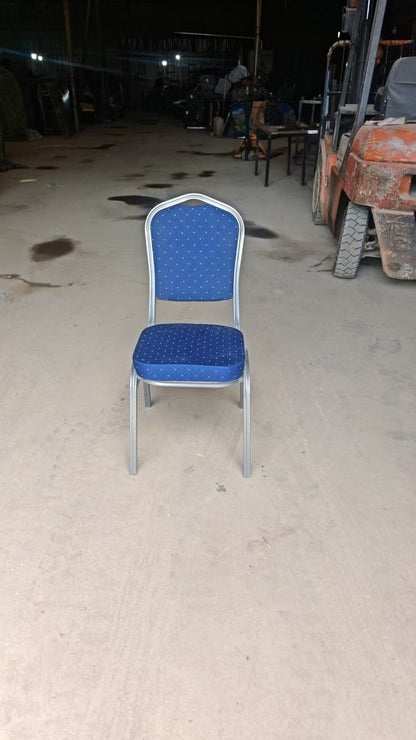Blue Metal High Density Foam Banquet Chairs For Wedding Hall Chruch Mosque