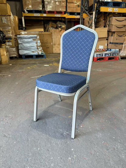 Blue Metal High Density Foam Banquet Chairs For Wedding Hall Chruch Mosque