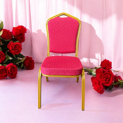 Red Gold Metal High Density Foam Banquet Chairs For Wedding Hall Chruch Mosque